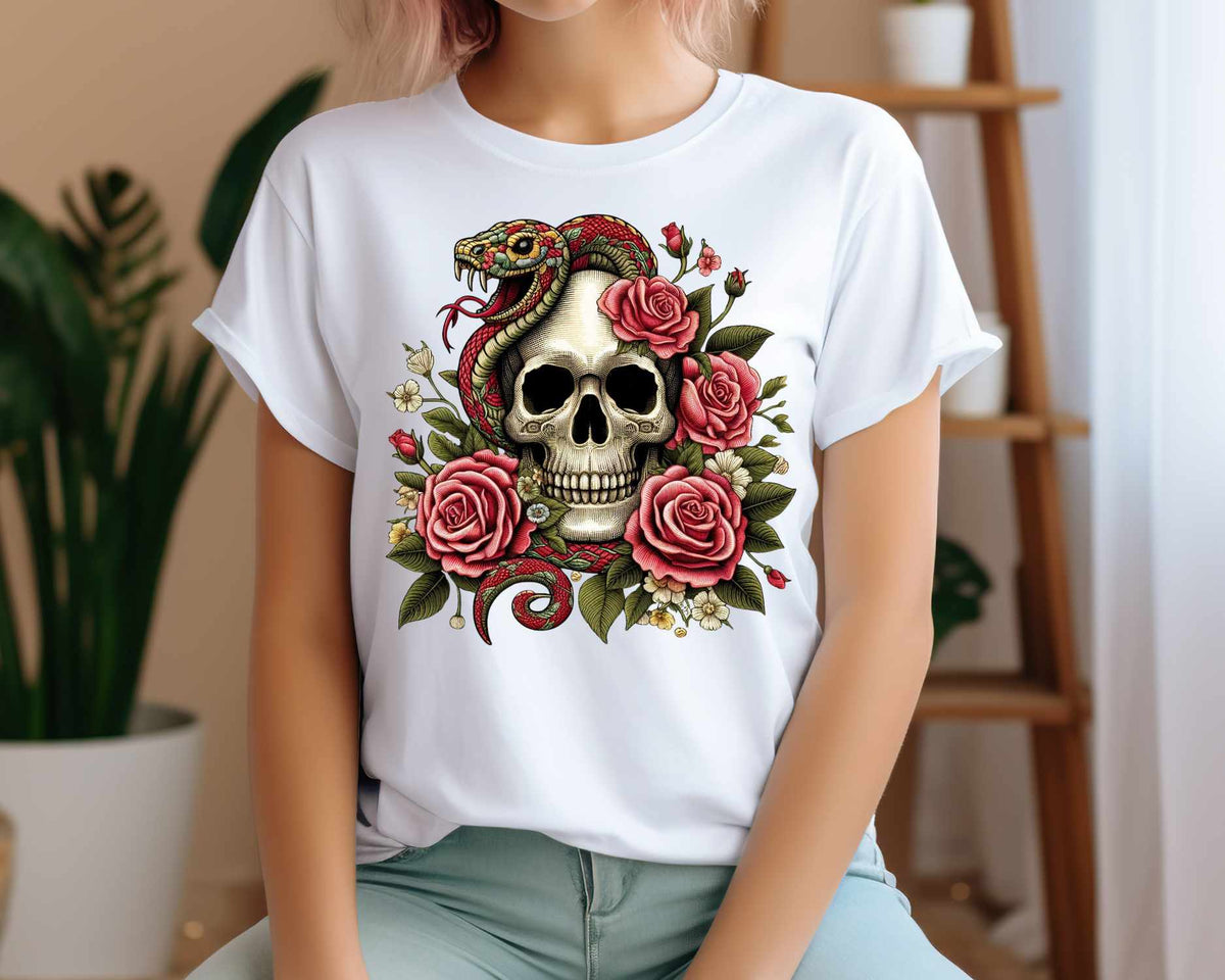 Skull with roses and snake (VS) 52180 DTF transfer