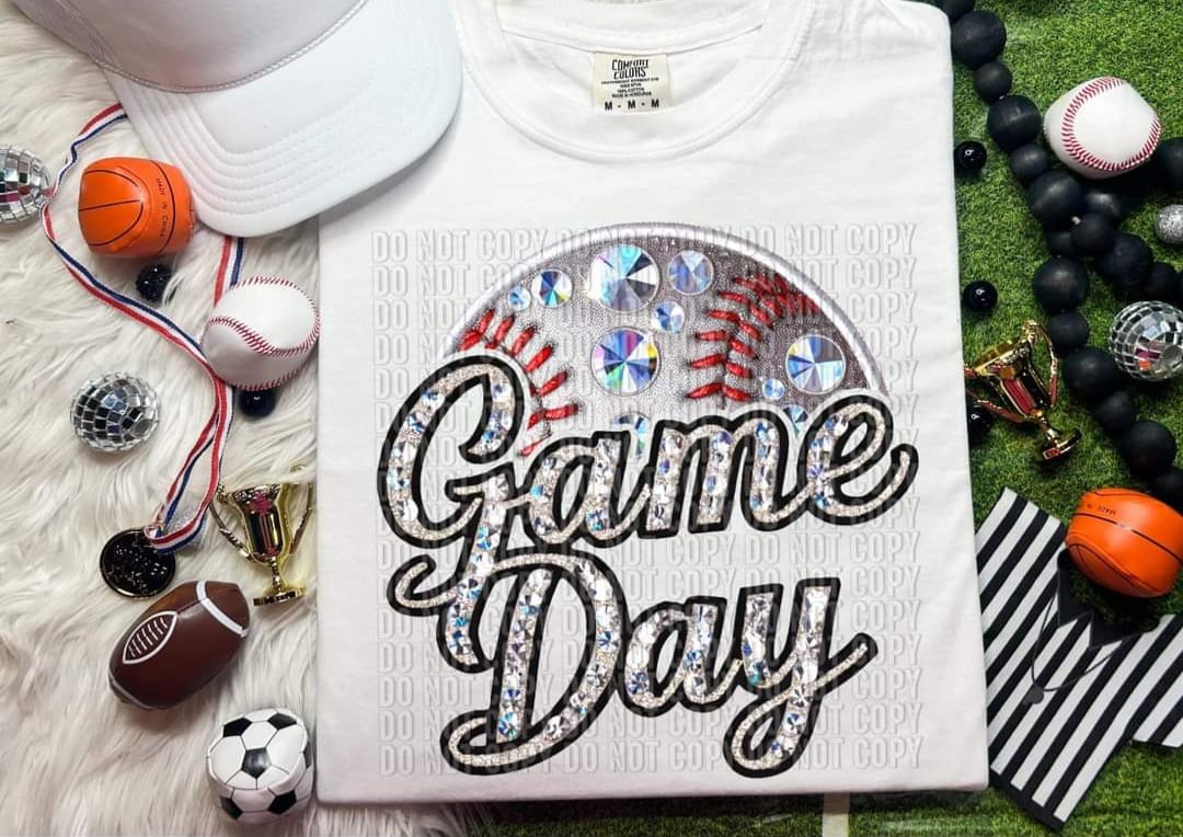Game day baseball with rhinestones (CRAFTI) 50325 DTF transfer