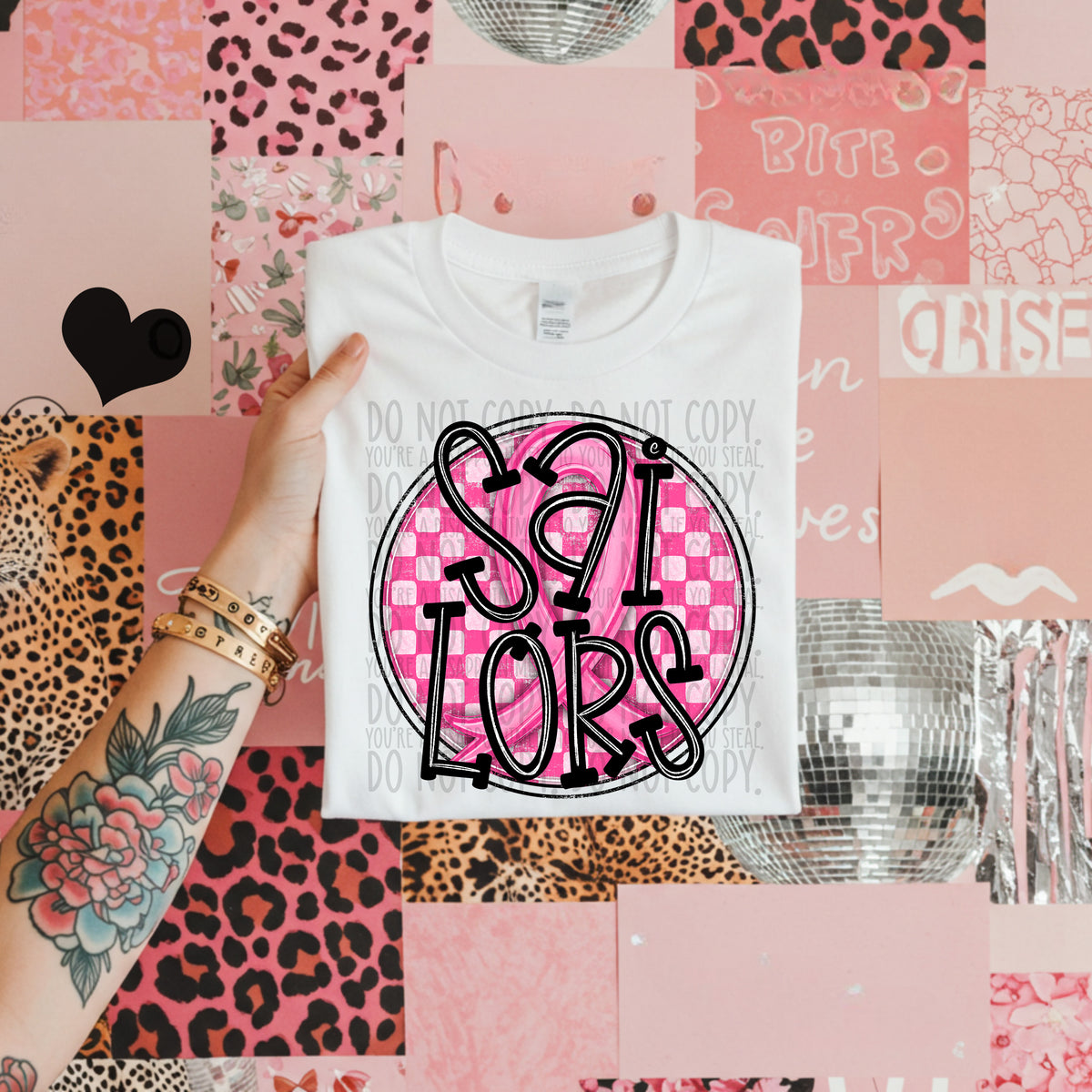 Sailors pink checkered SWD DTF transfer