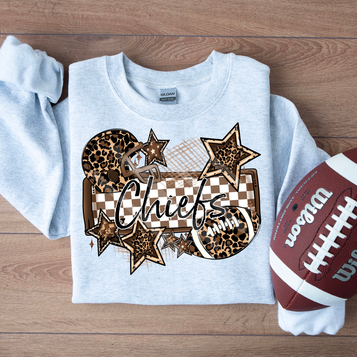 Cheifs LEOPARD football frame and stars DTF transfer