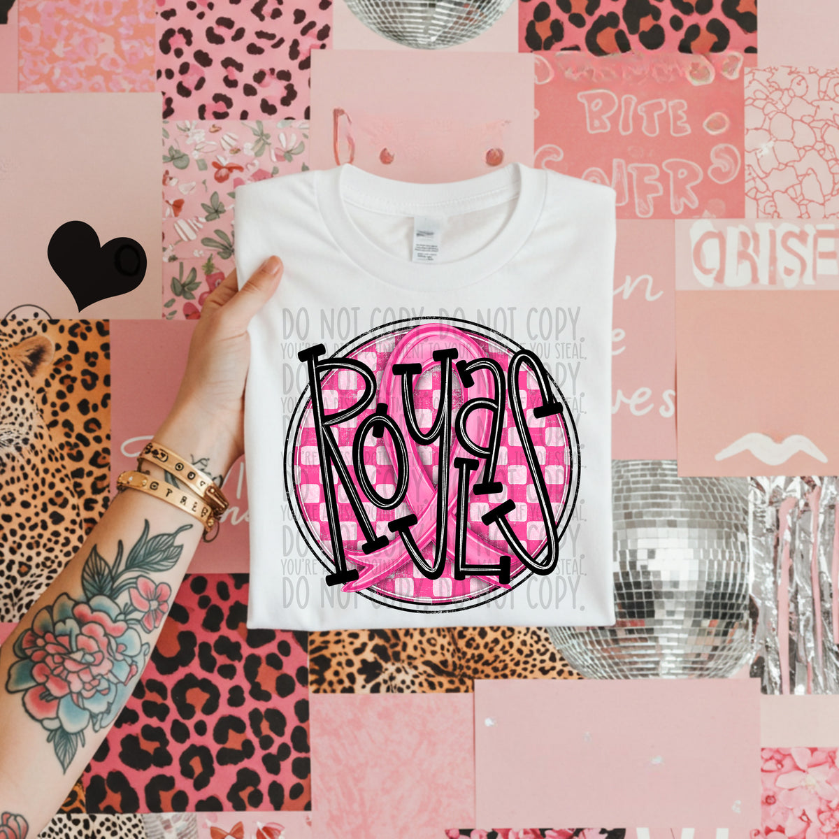 Royals pink checkered SWD DTF transfer