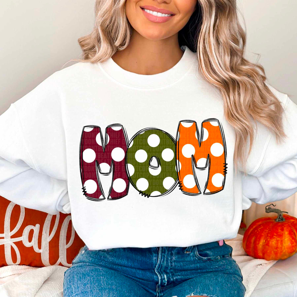 Mom polka dots fall colors 52079 DTF transfer