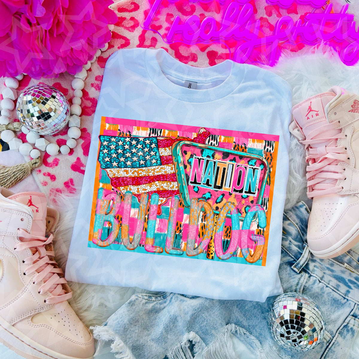 Bull dog nation patriotic VIRGO DTF transfer