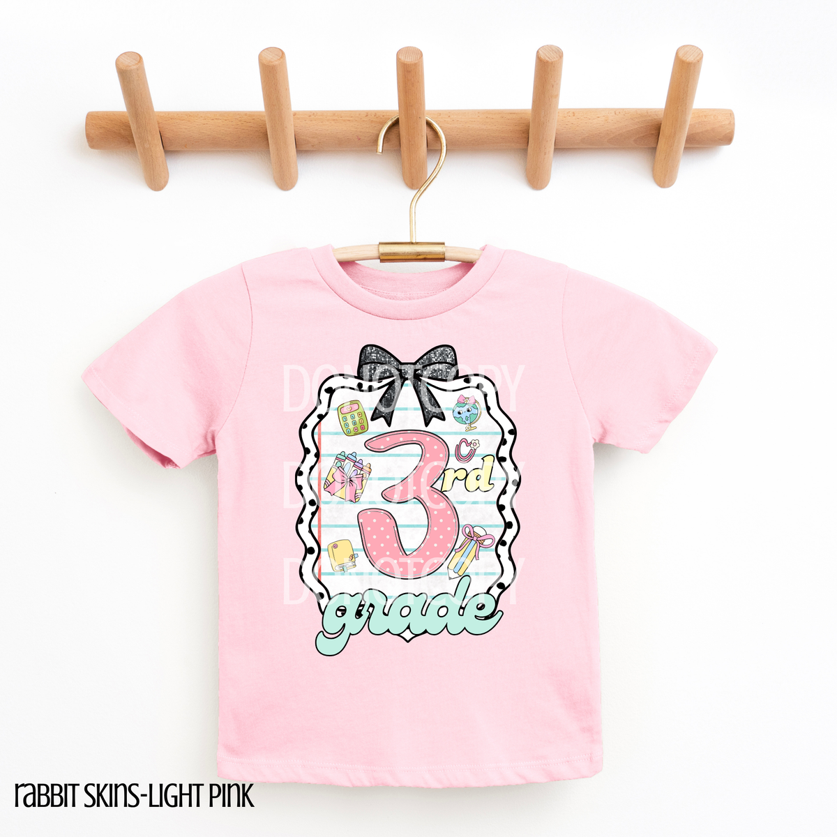 3rd grade frame with black bow CSG DTF transfer