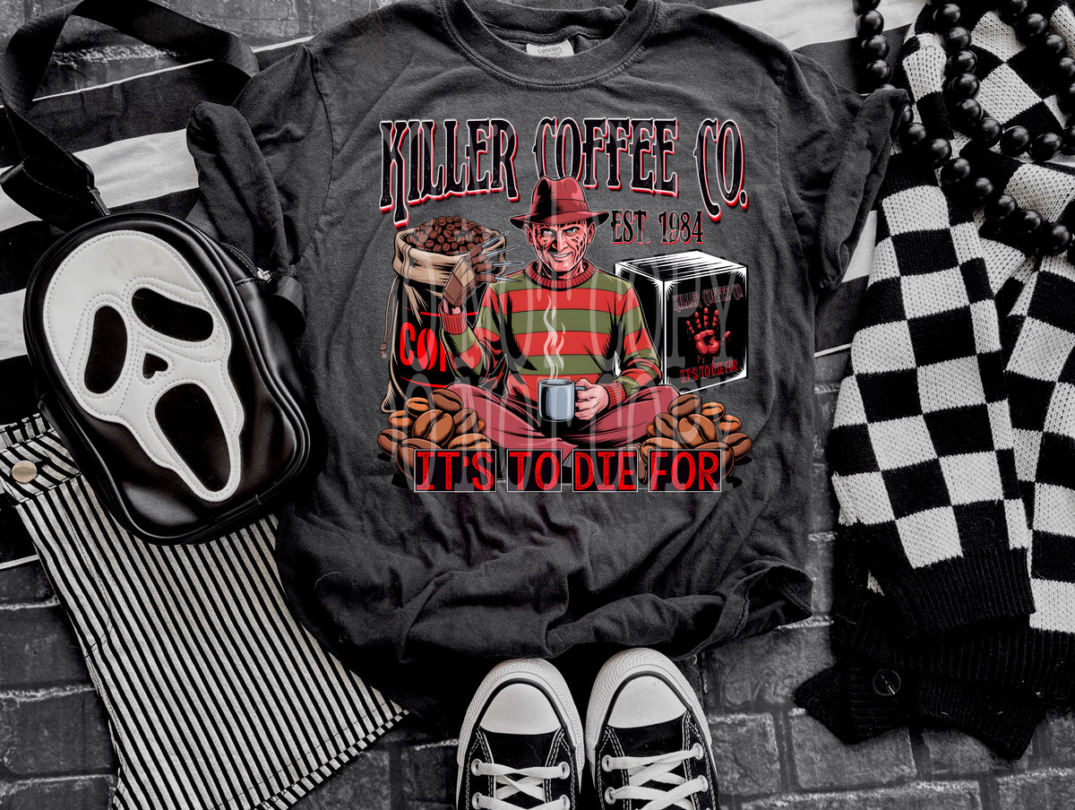 Killer coffee co freddy DD DTF transfer