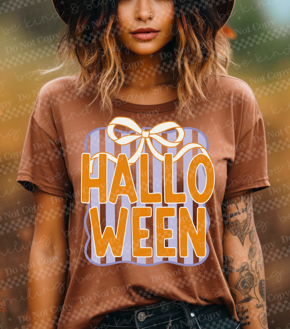 Halloween purple lines orange font CMLD DTF transfer