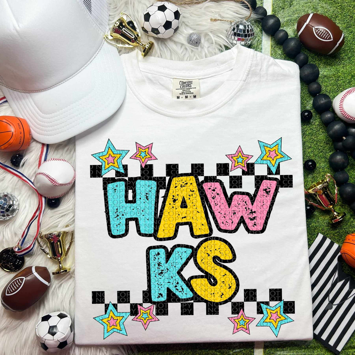 Hawks blue yellow pink 44429 DTF transfer
