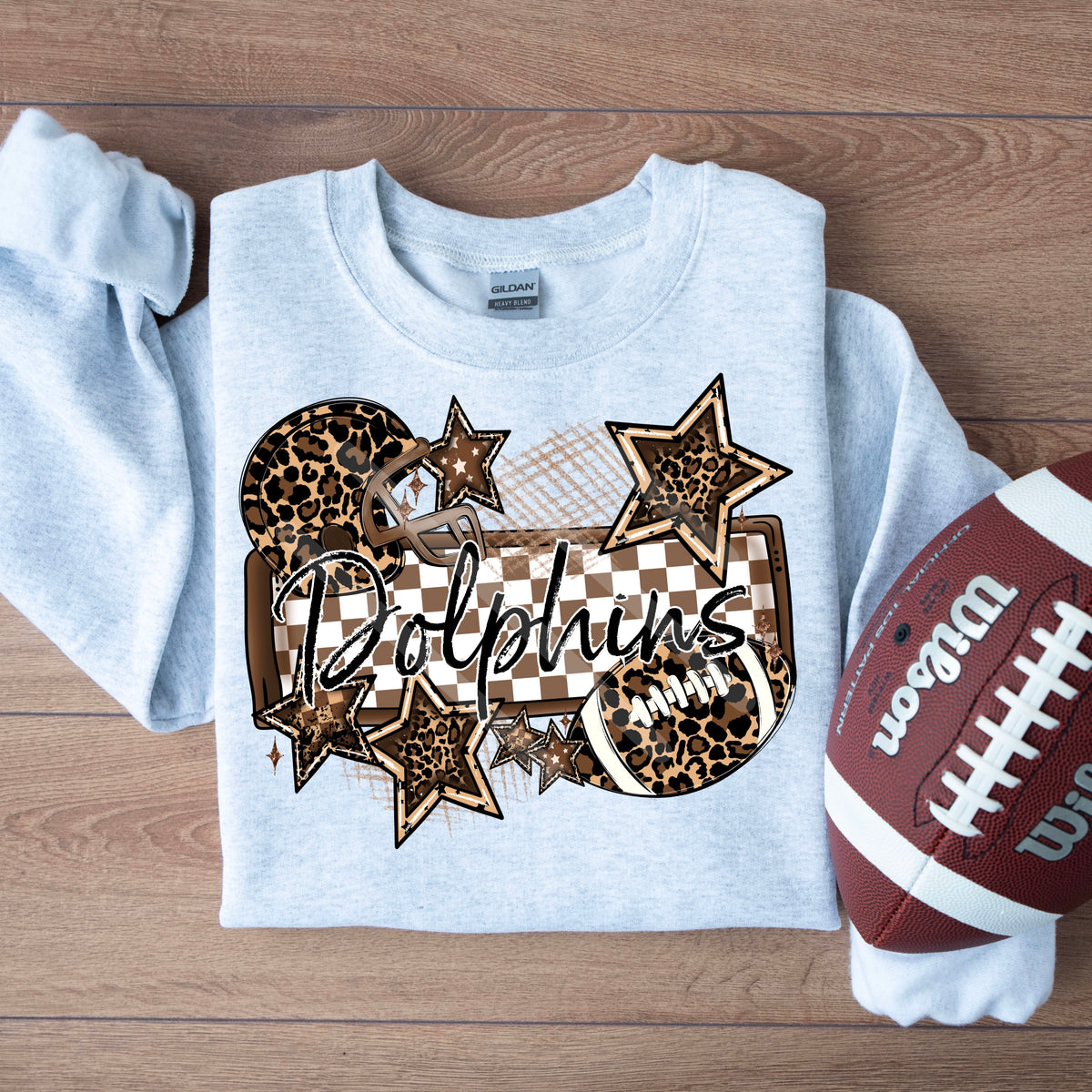 Dolphins LEOPARD football frame and stars DTF transfer