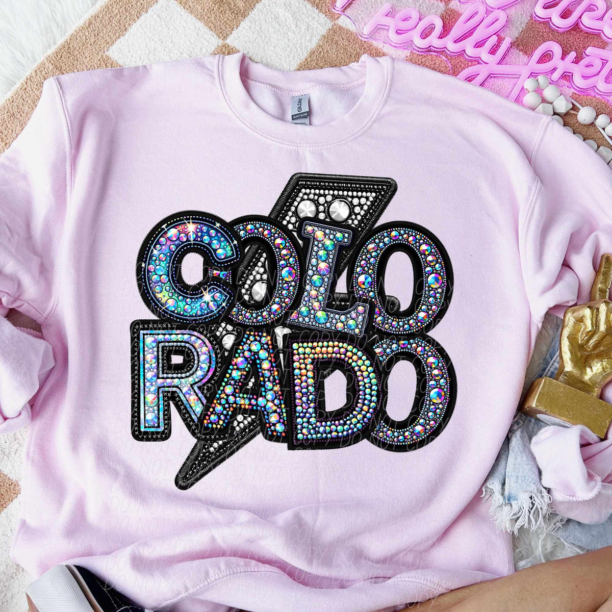 Colorado rhinestone lightning bolt (CITY) 44083 DTF transfer