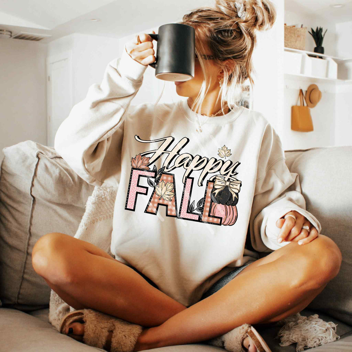 Happy Fall pink and black pumpkins EXCLUSIVE DTF transfer