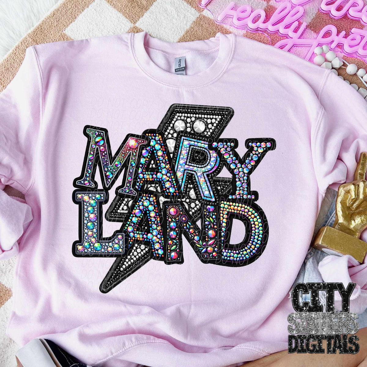 Maryland rhinestone lightning bolt (CITY) 44072 DTF transfer