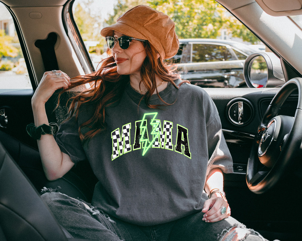 Mama BRIGHT GREEN lightning bolt 68734 DTF transfer