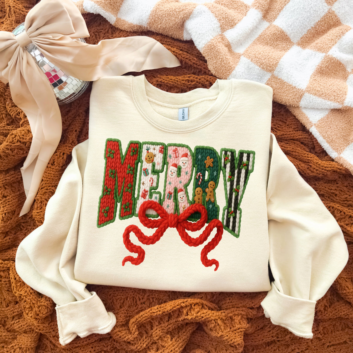 Merry yarn style DTF transfer