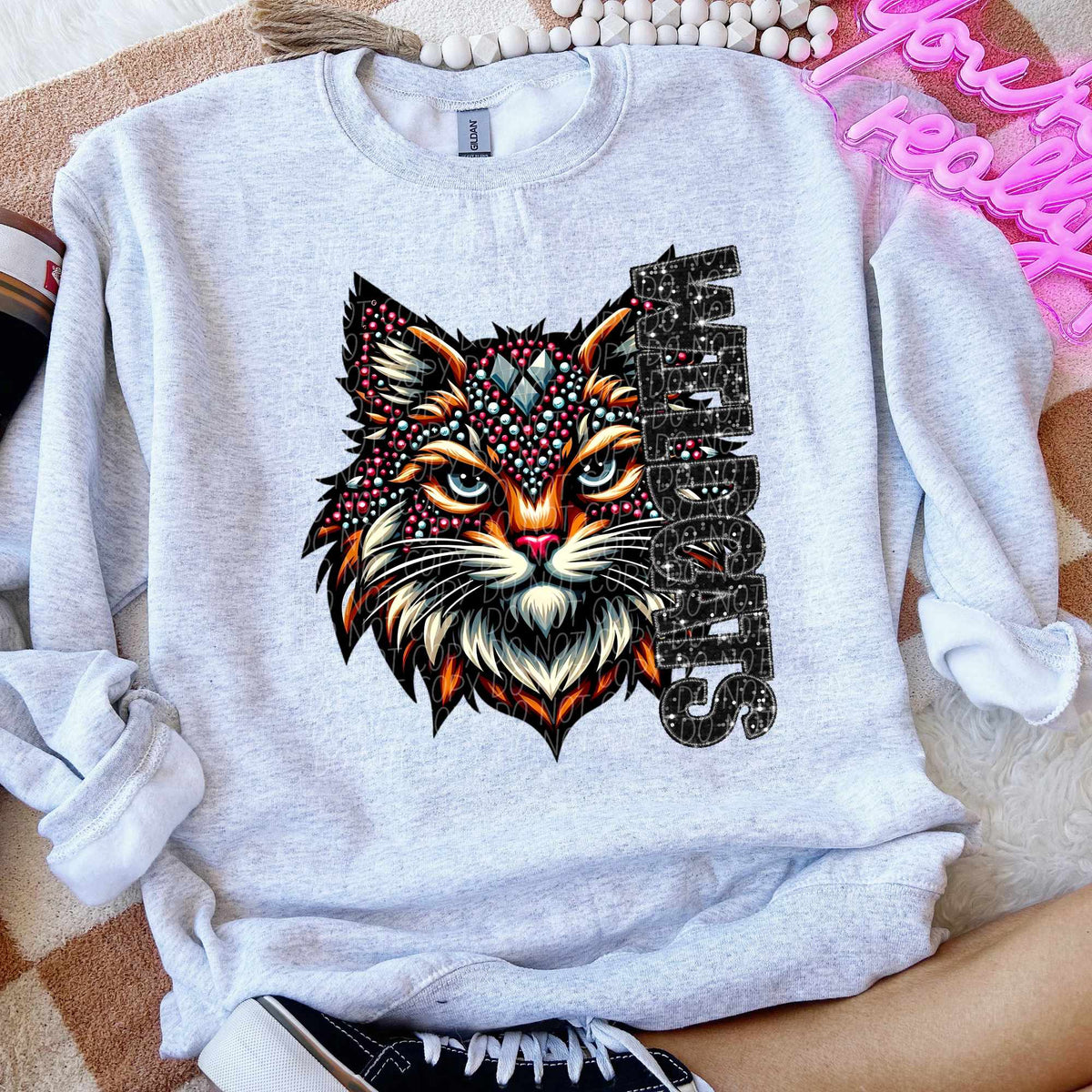 Wildcats vertical sequin font mascot (CITY) 52265 DTF transfer