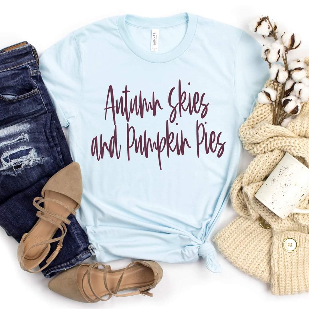 Autumn skies and pumpkin pies maroon font (GROVE) 50305 DTF transfer