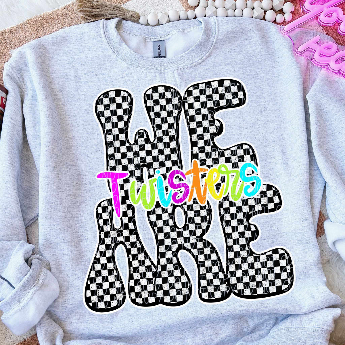 We are Twisters rainbow checkered (City) DTF transfer
