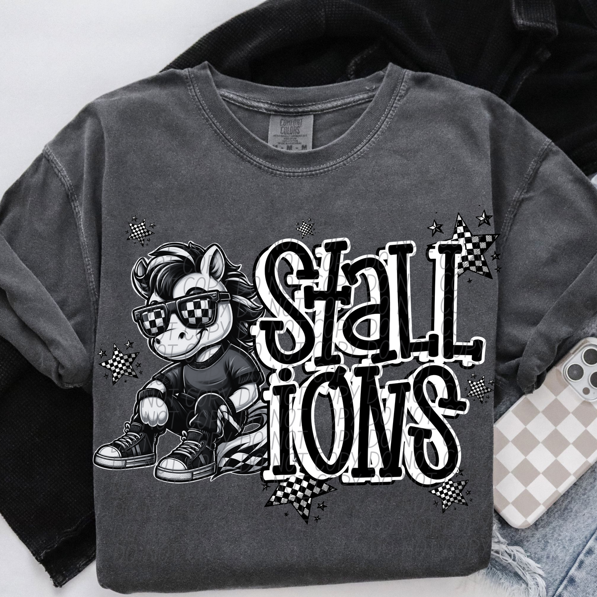 Stallions checkered city DTF transfer