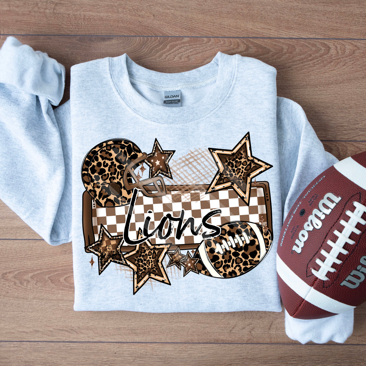 Lions LEOPARD football frame and stars DTF transfer