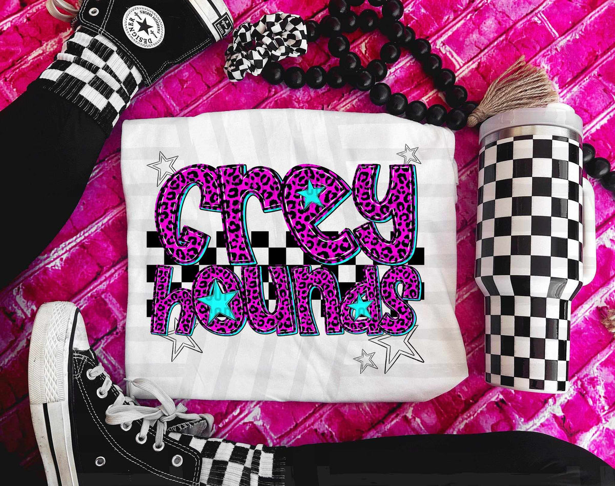 Greyhounds Pink Leopard Neon (Caplinger) DTF transfer