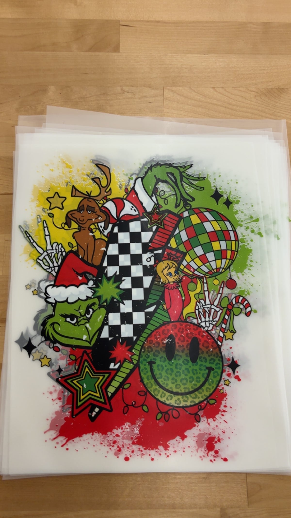 Green guy YELLOW SPLATTER  DTF transfer