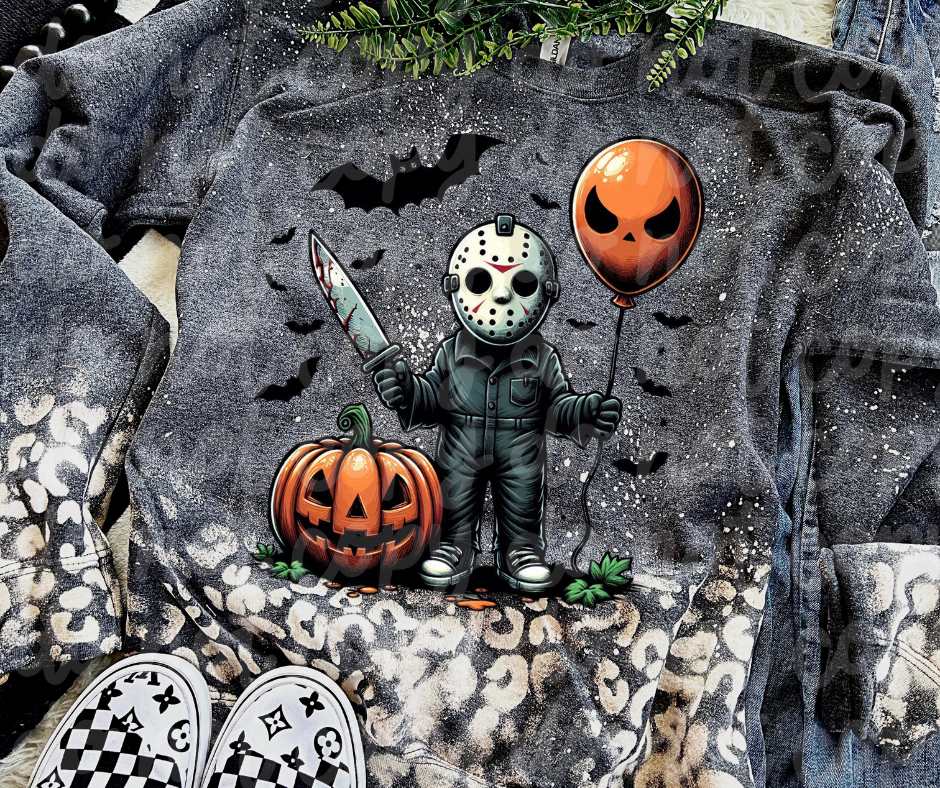 Myers Dark suit with pumpkin balloon DTF transfer