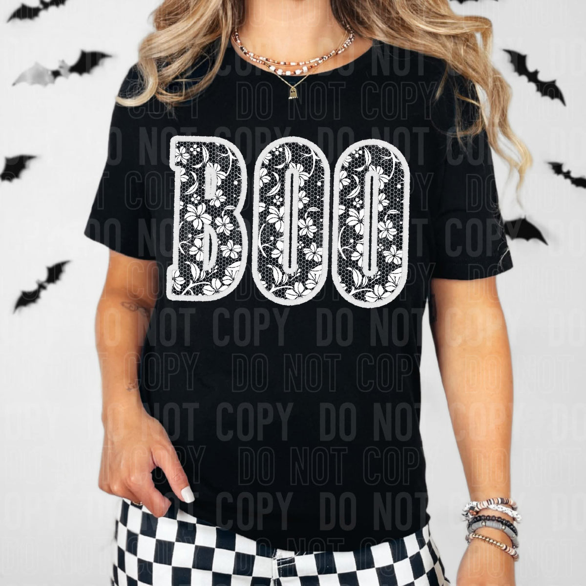 Boo white lace SBB DTF transfer