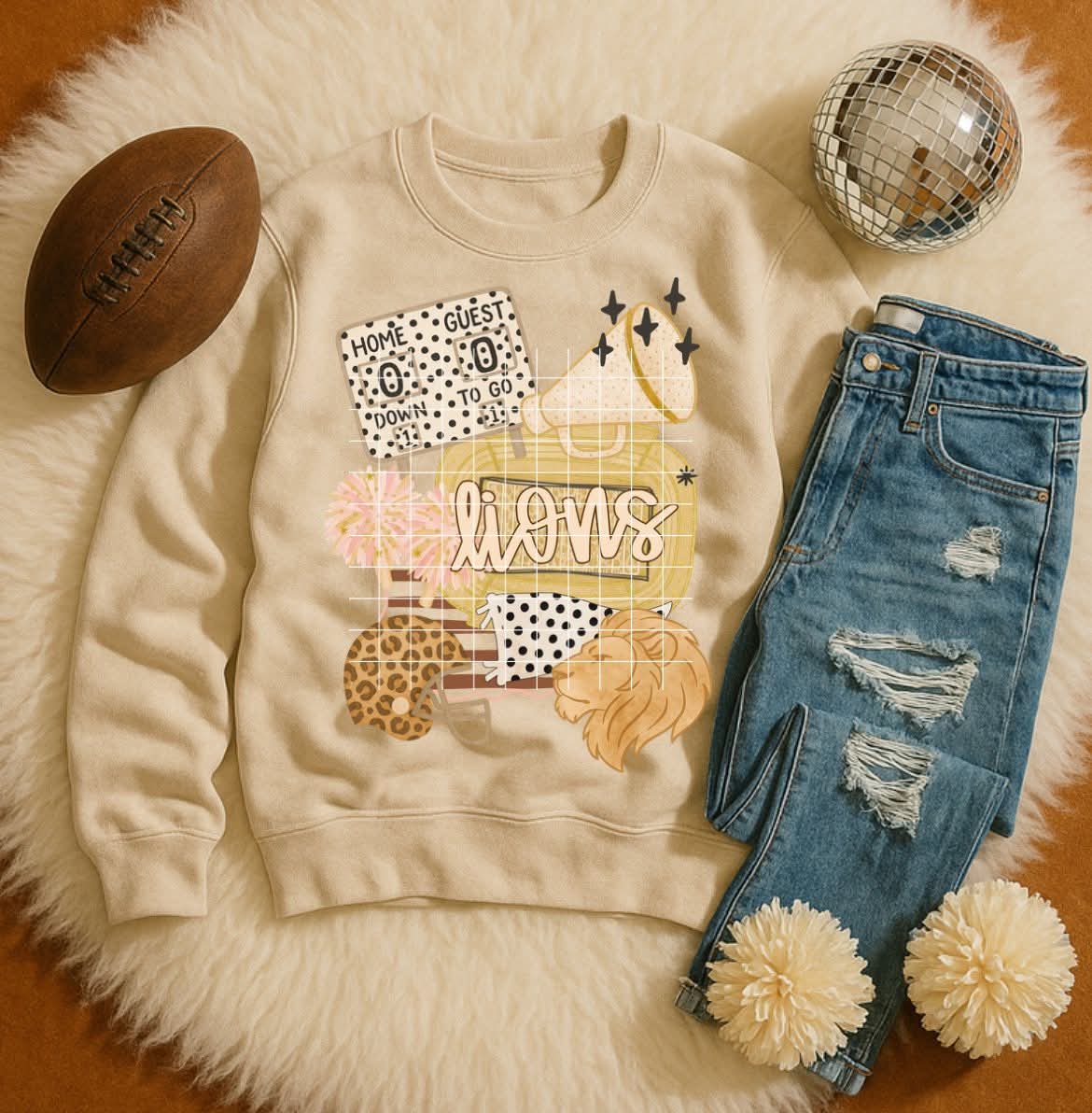 Lions beige (bloom) DTF transfer