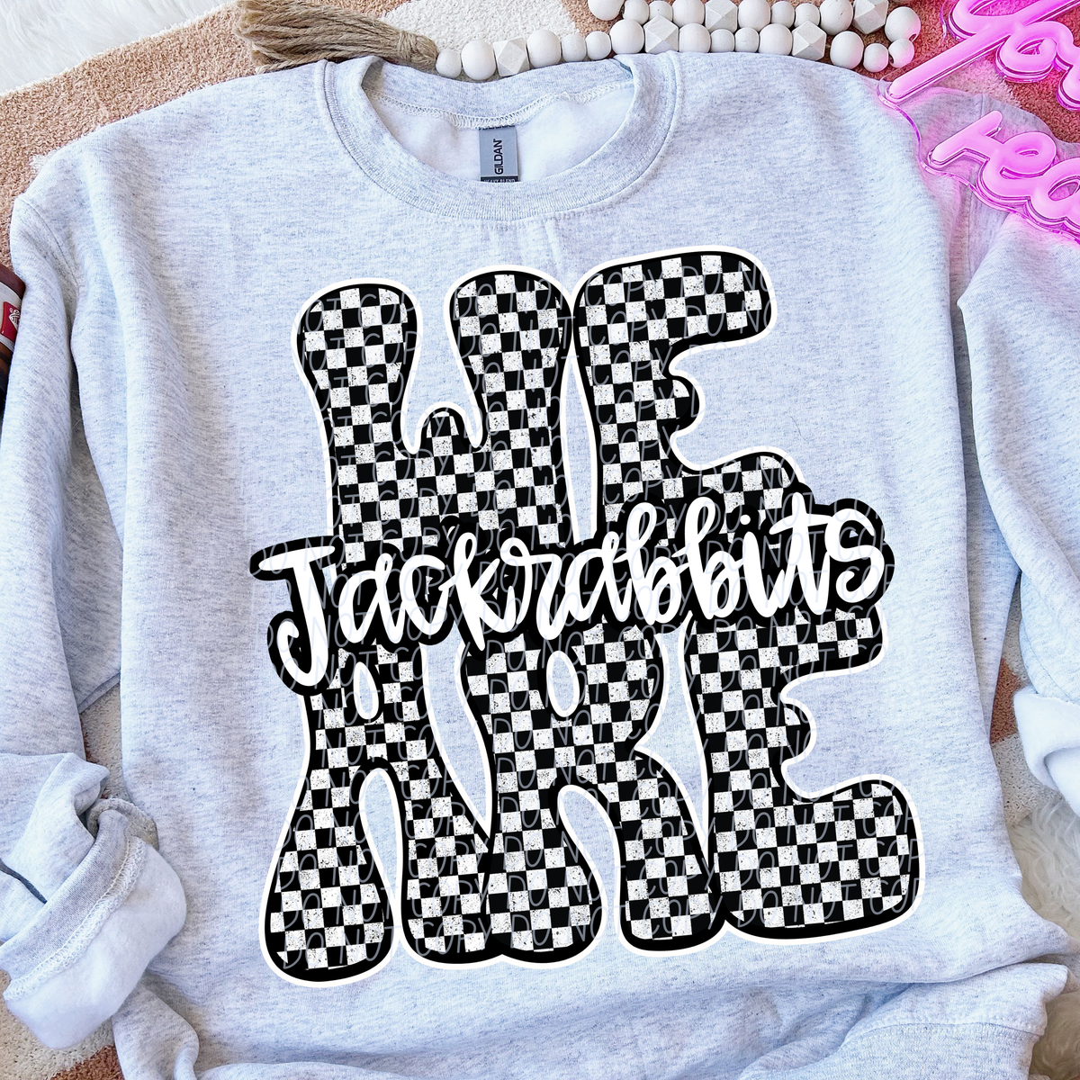 We are jackrabbits black and white checkered (City) DTF transfer