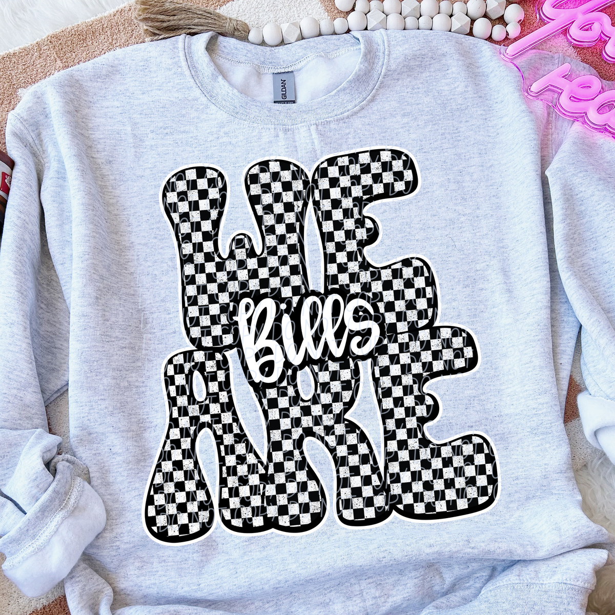 We are bills black and white checkered (City) DTF transfer