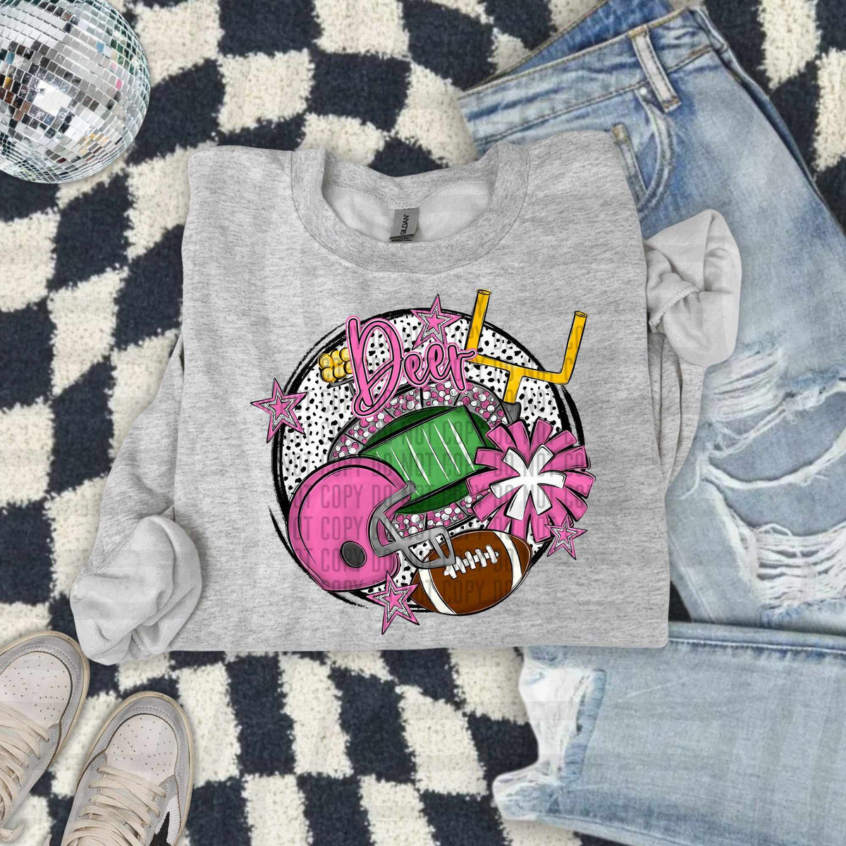 Deer Football pink round  (caplinger) DTF TRANSFER