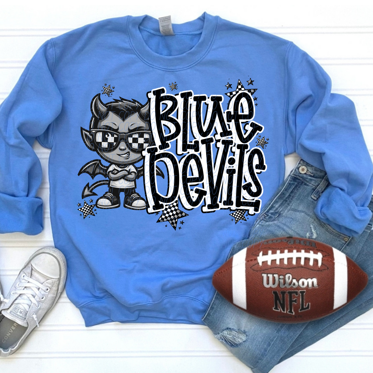 Blue devils checkered city DTF transfer