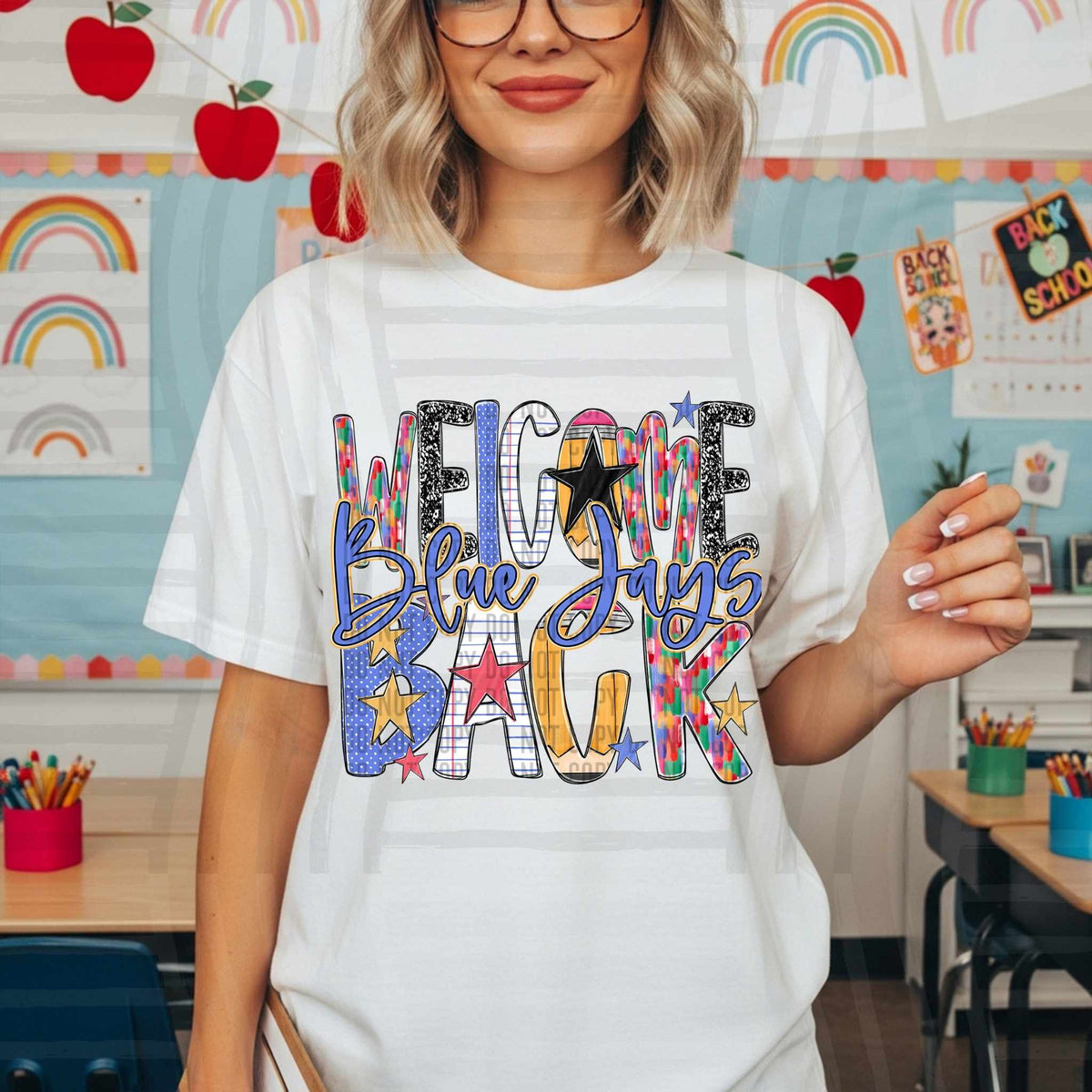 Welcome Back Blue Jays school font (Caplinger) DTF transfer