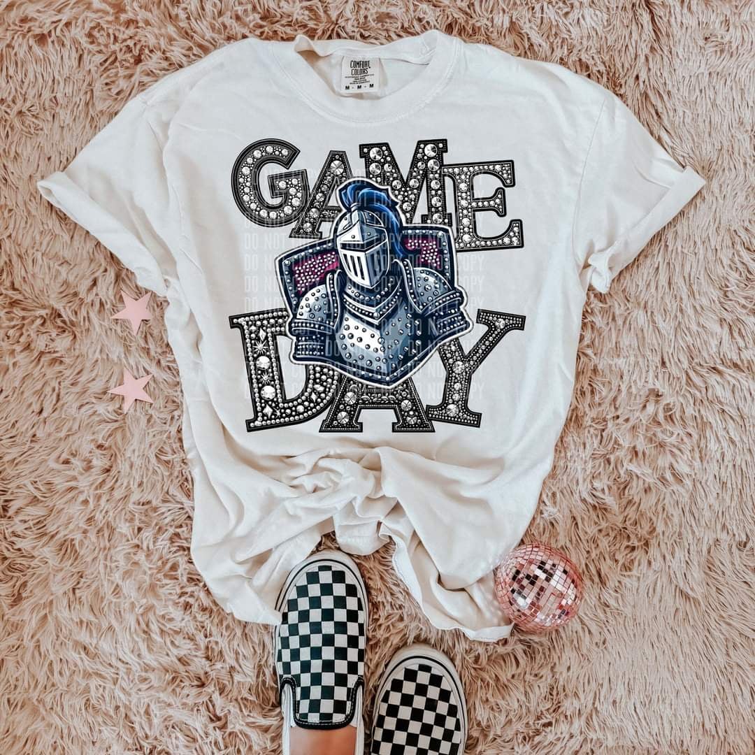 Game day knights silver rhinestones mascot 44453 DTF transfer