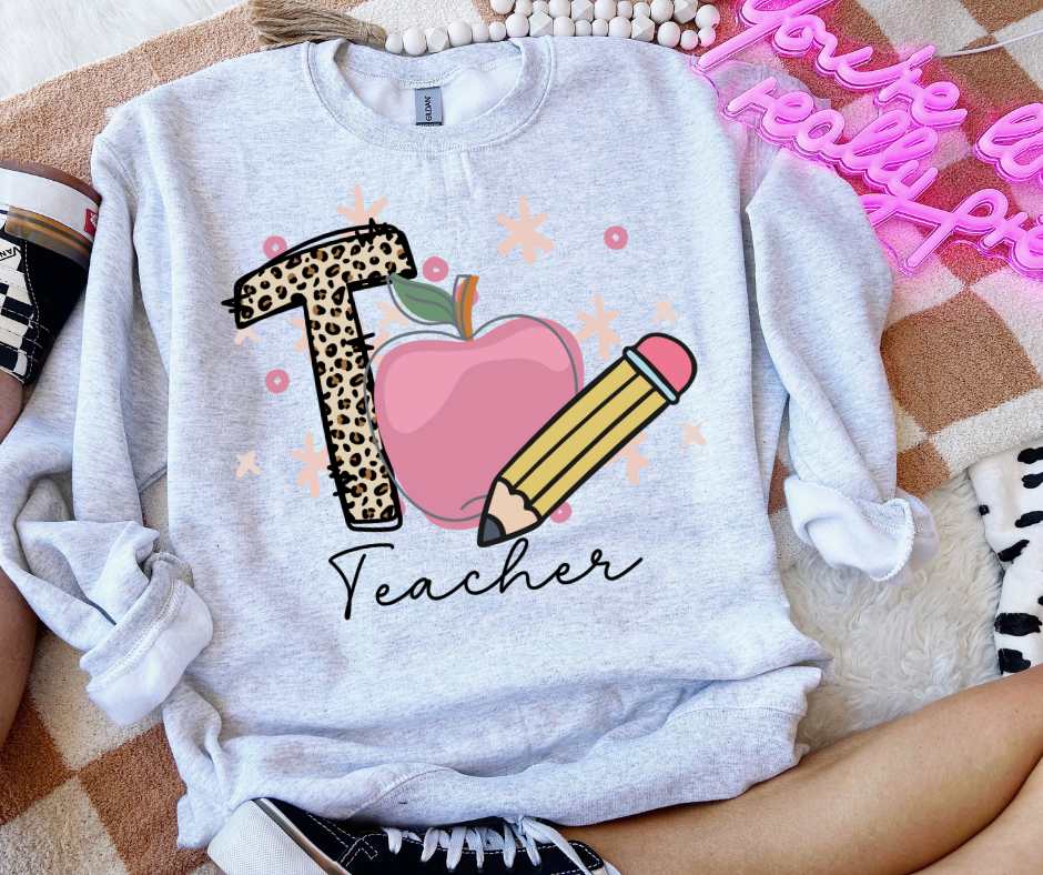 Teacher leopard T apple pencil (VS) 52171 DTF transfer