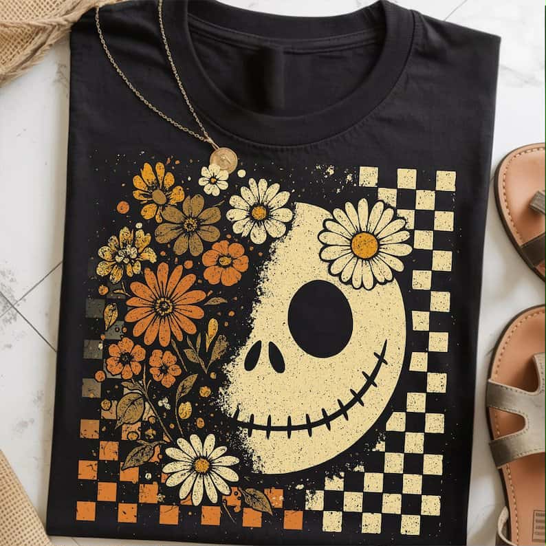 Skellie happy face fall florals DTF transfer