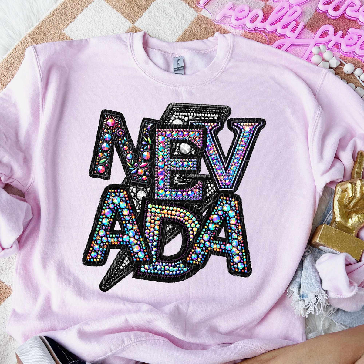 Nevada rhinestone lightning bolt (CITY) 44067 DTF transfer