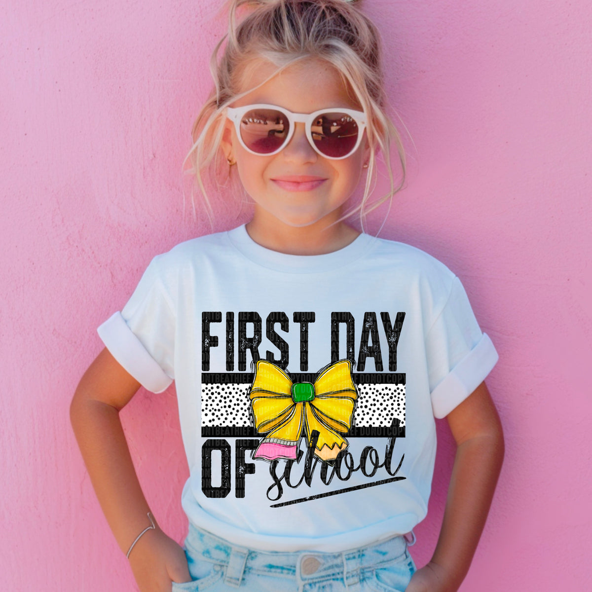First day of school yellow bow SDD DTF transfer