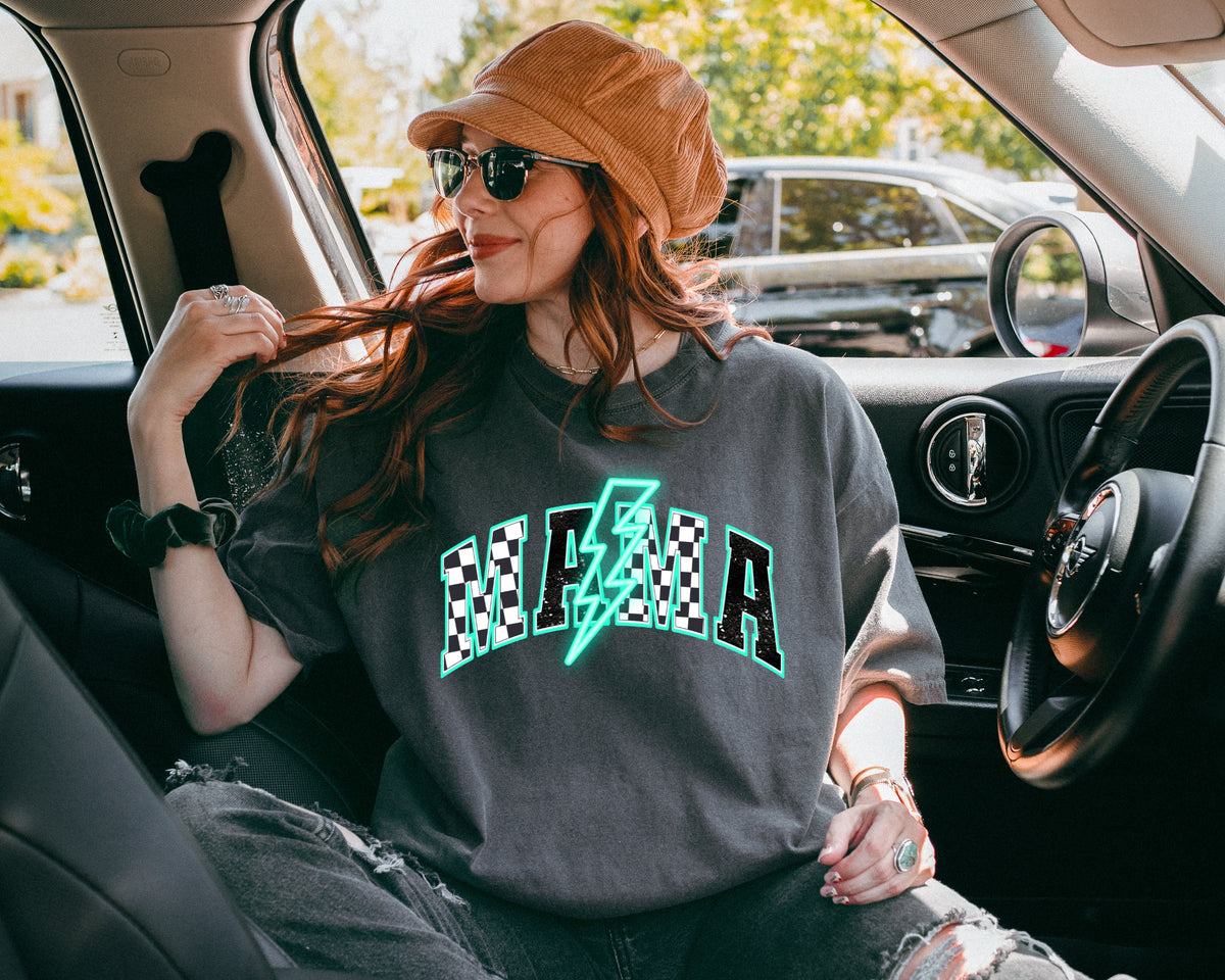 Mama TEAL/GREEN lightning bolt 68736 DTF transfer