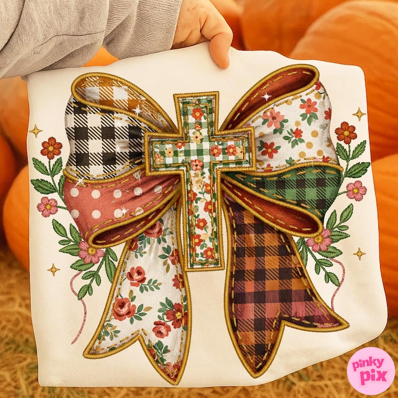 Fall bow with cross sunday special DTF transfer