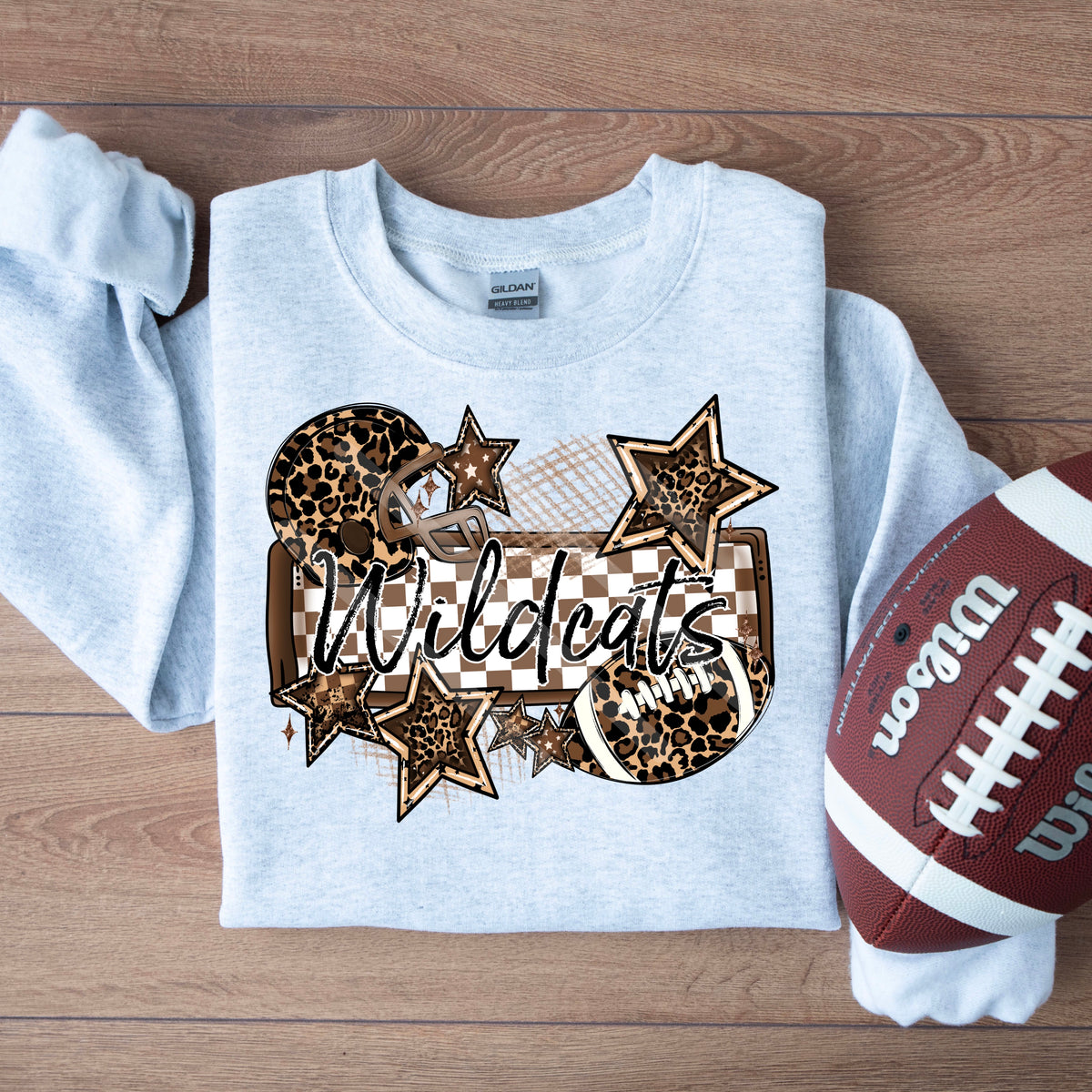 Wildcats LEOPARD football frame and stars DTF transfer
