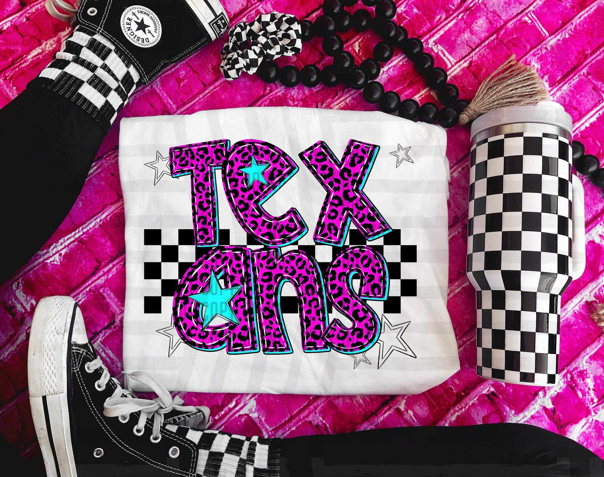 Texans Pink Leopard Neon (Caplinger) DTF transfer