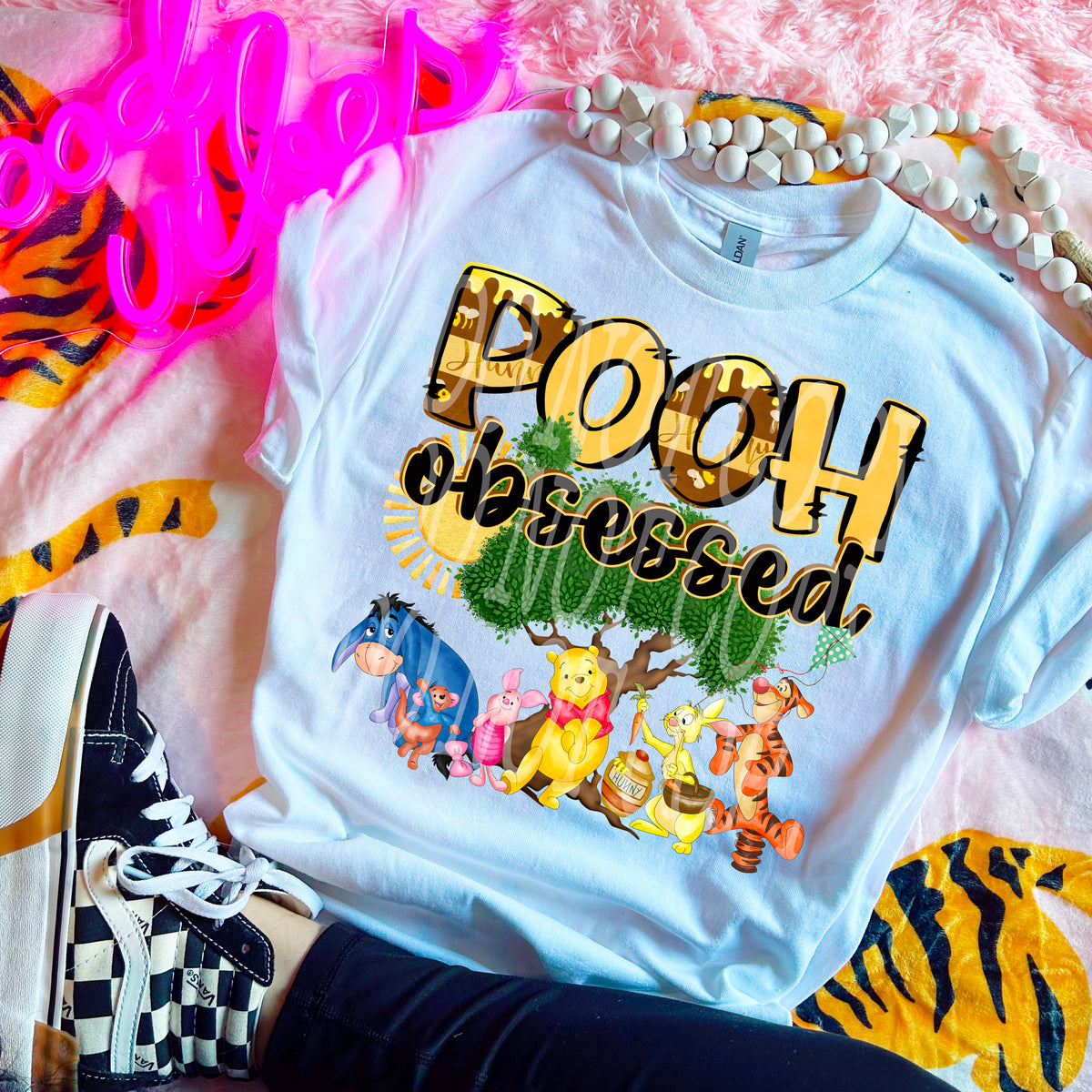 Yellow bear obsessed DD DTF transfer