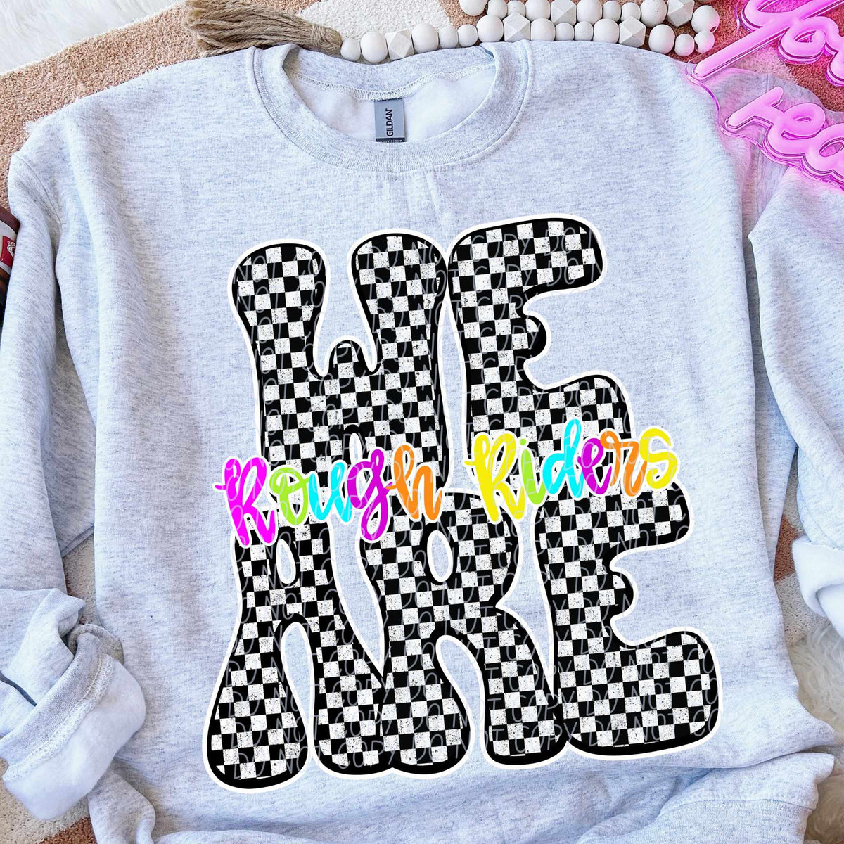 We are Rough Riders rainbow checkered (City) DTF transfer