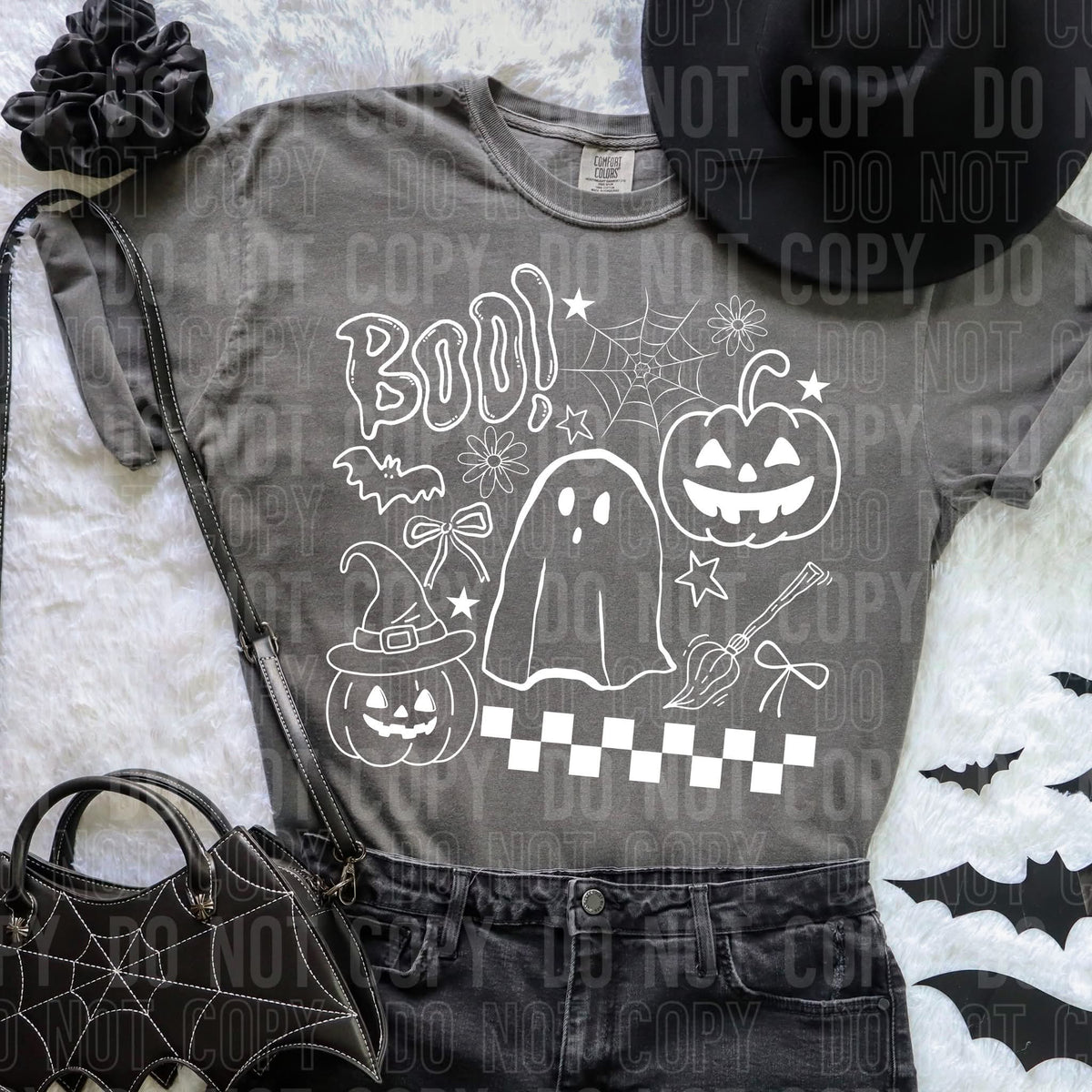 Boo! Ghost and pumpkins WHITE EXCLUSIVE DTF transfer