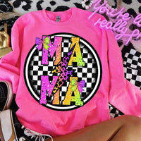 Mama retro checkered circle (VIRGO) 52130 DTF transfer