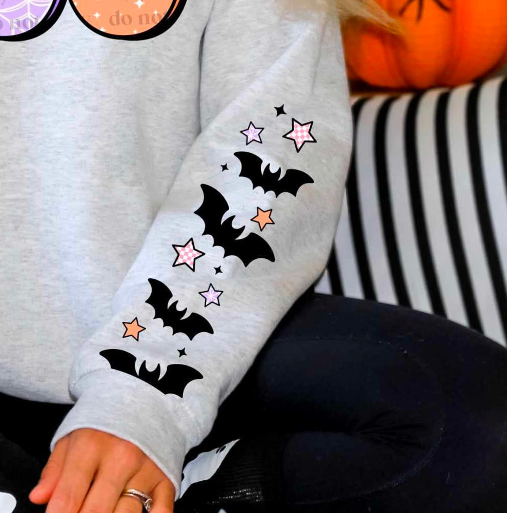 Black bats checkered stars sleeve (CSC) 50130 DTF transfer