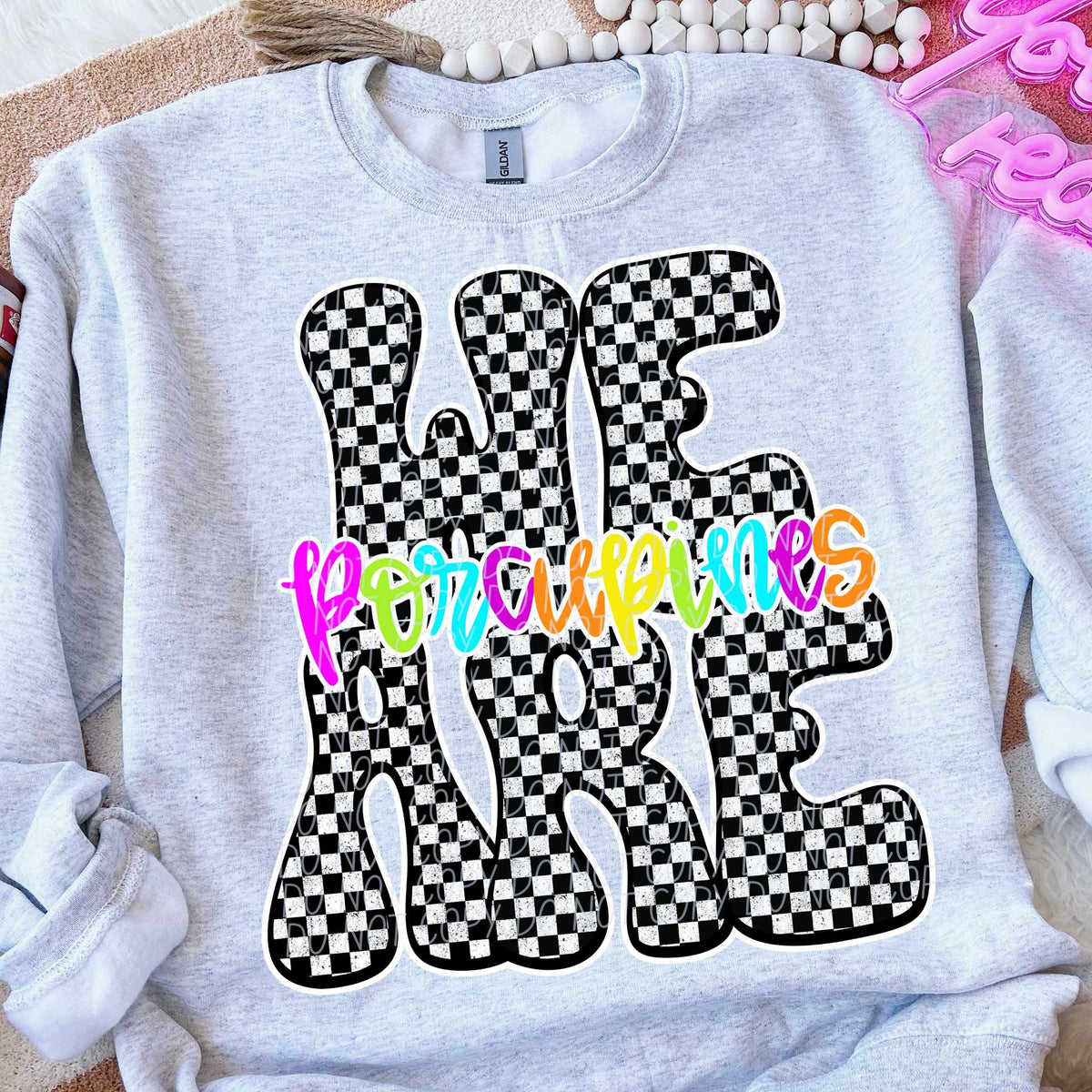 We are Porcupines rainbow checkered (City) DTF transfer