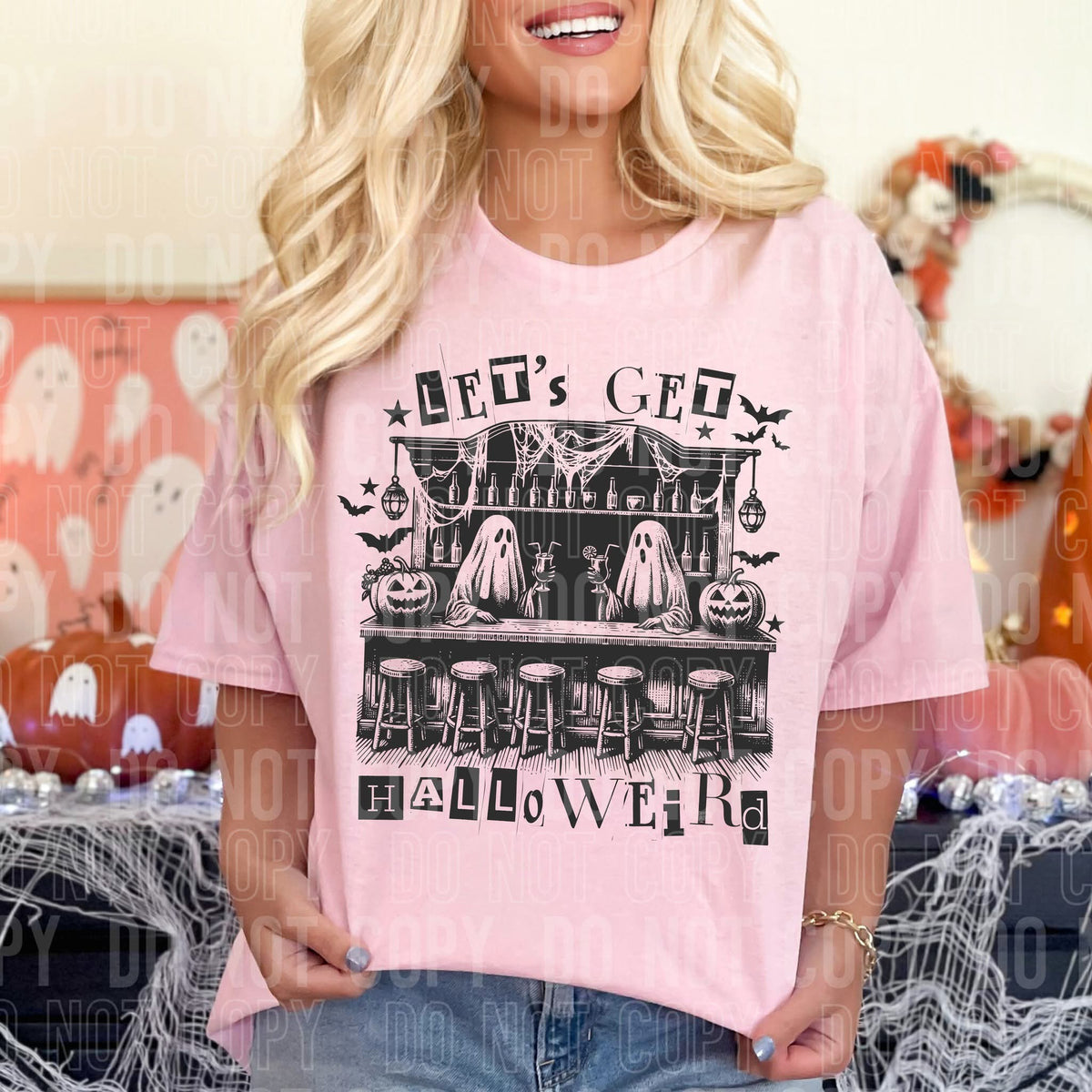 Let's get halloweird haunted house sbb BLACK   DTF transfer