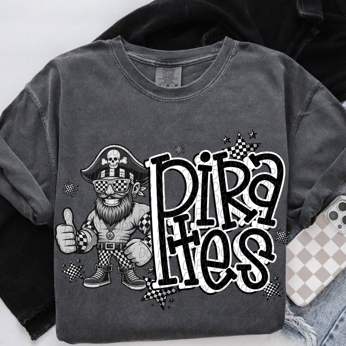 Pirates checkered city DTF transfer
