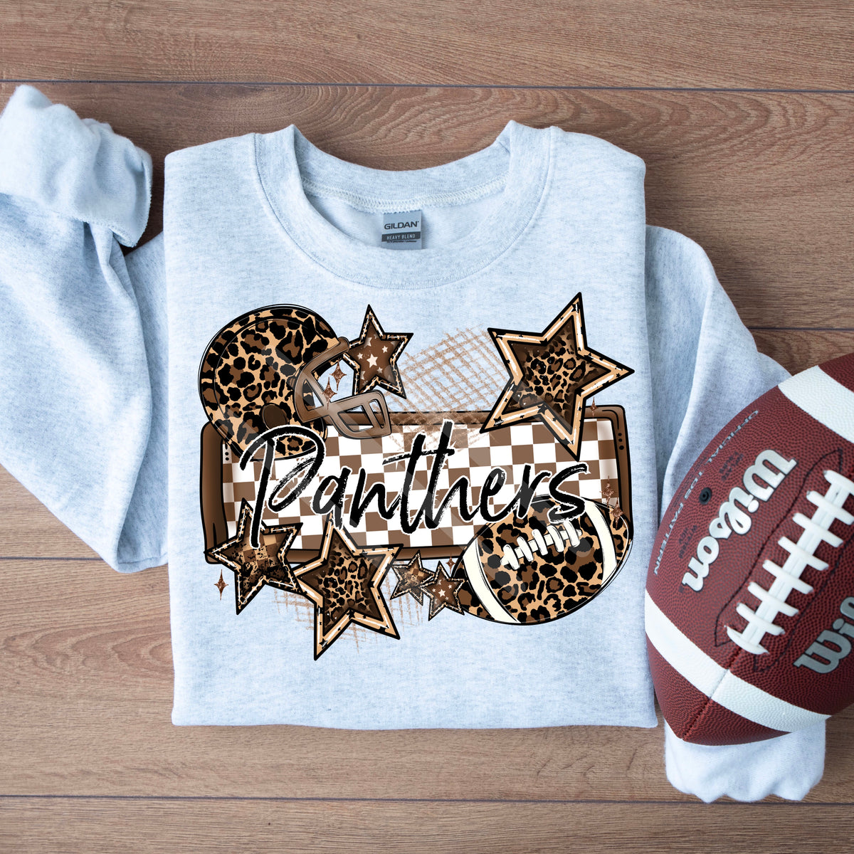 Panthers LEOPARD football frame and stars DTF transfer